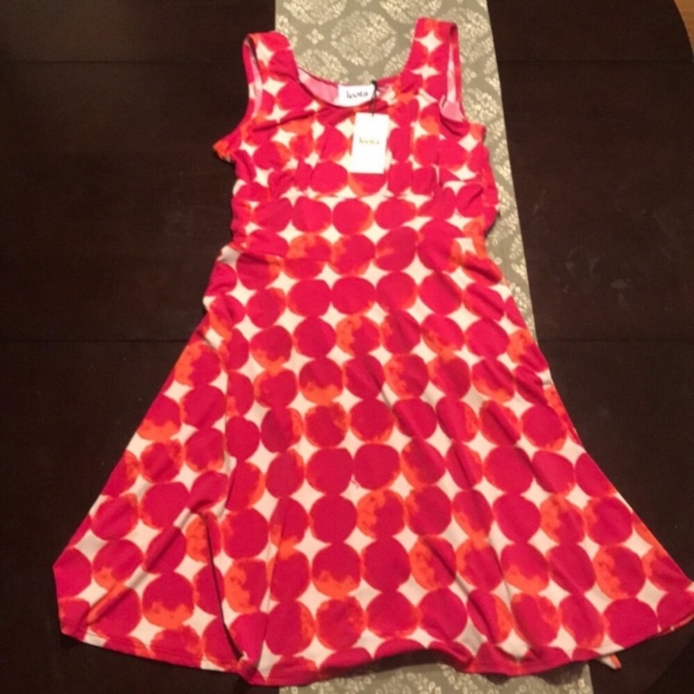 [Leota] New! Pink & White Tie Waist Medium Dress